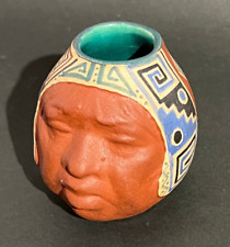 Indigenous Ceramic South American face pot handpainted native style Argentina 3