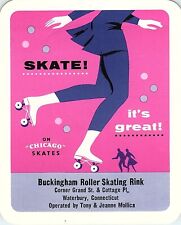 Vintage Roller Skating Rink Sticker Decal Label Buckingham Waterbury CT s23 picture