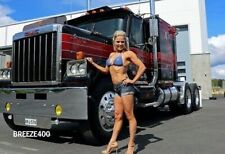 LARGE CARS & BEAUTIES/80's GMC GENERAL with girl in heels/4x6 Color Photo Rprnt. picture