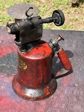 Vintage Steampunk UNIQUE Brand Blow Torch Chicago red steel wood handle 