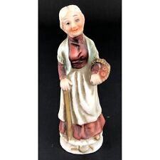 Vintage FBIA Woman with Apple Basket & Cane Porcelain Figurine 4.5
