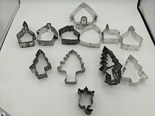 Cookie Cutters 12 Buildings Trees Shape Vintage Metal Mixed Style And Sizes picture