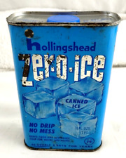 Vintage HOLLINGSHEAD Zer-O-Ice 1 Pint Full Metal Can #4102  USA Canned Ice picture