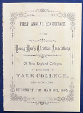 1883 1st YMCA Conference Program Christian Yale College Antique University Book picture