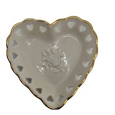 Lenox Heart Shaped Floral Jewelry Ring Trinket Dish Porcelain 24K Gold Trim 5