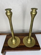 2 VINTAGE MACHINE TURNED BRASS CANDLESTICKS STYLE OF ROBERT JARVIE picture
