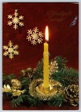 Postcard Poland Wesolych Swiat (Merry Christmas) Candle w/Snowflakes   D-10 picture