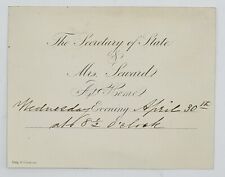 Extremely Rare Invite To The Home Of Sec Of St And Mrs William Seward April 1862 picture