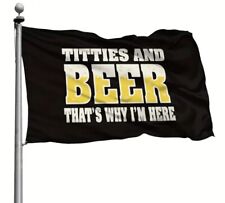 1pc Black Humorous Beer  Flag - Titties & Beer Design,  garage Decor picture