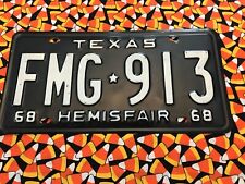 1968   TEXAS  PASSENGER  LICENSE  PLATE  FMG913 picture