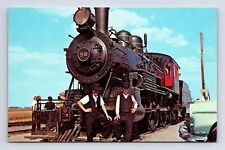 Amish Boys With Old 98 Locamotive Train Engine Postcard picture