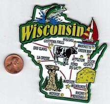   WISCONSIN STATE JUMBO MAP MAGNET 7 COLOR  MADISON MILWAUKEE GREEN BAY  WAUSAU picture