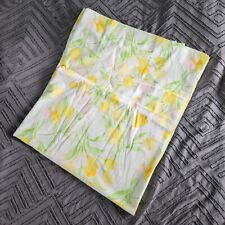 Vintage QUEEN FLAT Yellow Pink Tulip Floral Utica Sheet picture