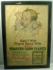 VINTAGE KELLOGG TOASTED CORN FLAKE FRAMED AD. picture
