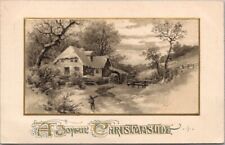 Vintage 1912 Winsch CHRISTMAS Postcard Winter House Scene 