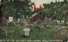Postcard Site of the Old Fort 1621 Burial Hill Plymouth Massachusetts picture
