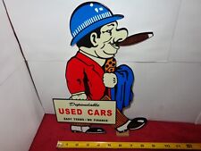 8  3/4 x 12 in DEPENDABLE USED CARS ADVERTISING SIGN HEAVY DIE CUT METAL #Z 239 picture