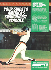1987 ESPN TV Monday Night College Baseball Swingingest Schools vintage Print AD picture