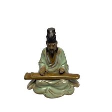 Vtg. Shiwan Ceramic Glazed Pottery Chinese Figurine Mud Man W Instrument 4” picture