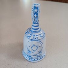Vintage Blue And White Ceramic Bell Decoration  Breast Cancer Awareness... picture