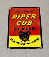 VINTAGE 12” RARE PIPER CUB AIRCRAFT AIRPLANE PORCELAIN SIGN CAR GAS OIL TRUCK picture