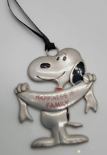 Snoopy Pewter Ornament Happiness Is Family Peanuts Hallmark Banner Christmas  picture