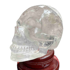 Natural Clear White Quartz Hand Carved Maya Crystal Skull Reiki Healing 903G picture