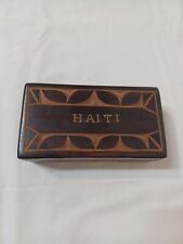 Vintage Souvenir Keepsake Box Haiti Hand Carved Wooden Jewelry Box picture