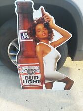 Bud Light Sexy Black Girl Metal Tin Tacker Bar Pub Beer Sign 1990  Large Sign picture