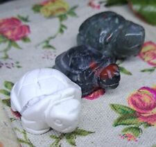Howlite & African Blood Crystal Turtle Family Carvings 3pcs - Lovely Gift picture
