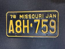 MISSOURI LICENSE PLATE 1978 JANUARY A8H 759 SHOW-ME STATE picture