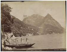 Italy, Lake Lugano, Oria and S. Mamette, Photo. Vintage Bosetti Albumen Print picture