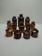 Antique Lot Of 12 Stoneware Inkwells / Ink Bottles.  picture