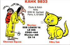 Vtg CB Radio Ham Amateur QSL QSO Art Card Paris Illinois B199 picture
