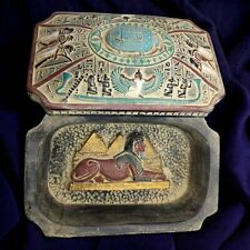 RARE ANCIENT EGYPTIAN ANTIQUITIES Jewelry Scarab Box Engraved With Pyramids BC picture