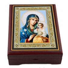 Eternal Bloom Wooden Icon Box For Prayer Beads Rosary Jewelry Keepsake 5 1/16