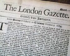 Very Early Rare 1684  London Gazette England British Newspaper 340 Years Old  picture