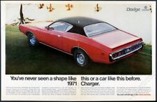 1971 Dodge Charger red car photo big vintage print ad picture