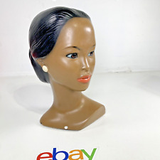 VTG Marwal Polynesian Asian Woman With Earrings - Chalkware Bust - FAST SHIPPING picture