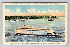 Bremerton WA-Washington, Motor Ferry, Streamlined Vessel Vintage c1942 Postcard picture