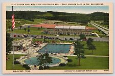 Kingsport Tennessee Civic Auditorium Fred Johnson Park Pool  Linen Postcard picture