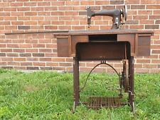 Antique Montgomery Ward Brunswick Treadle Sewing Machine Folding Table RESTORED picture
