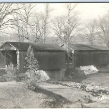 c1930s Vermont 2 Covered Bridges RPPC Green Mts Green Creek Real Photo PC A100 picture
