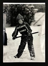 1989 Denver CO Snowstorm Sheridan 37th Boy Child Shovels Snow Vtg Press Photo picture
