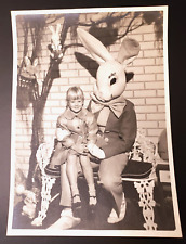 Late 1940s Vintage Girl Visiting Easter Bunny Photograph | 5