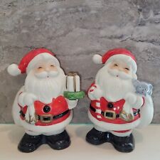 Vintage Homco Ceramic Santa Claus Banks Lot Of 2 w/Stoppers Christmas #5212 picture