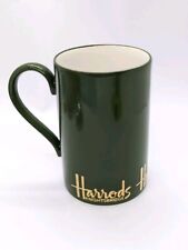Vintage Harrods Knightsbridge Green Stoneware Mug Gold Signature Logo Scotland  picture