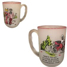 Vtg Frosted Mug Hand Painted Novelty Mug Cup Victorian Couple “Charming Pair” picture