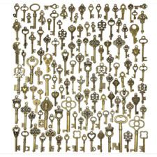 Old Vintage Antique Skeleton 125 Keys Lot Small Large Bulk Necklace Pendant Cra picture