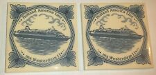 Two Holland America ms Westerdam II Ceramic Coasters Cruise Ship Travel Souvenir picture